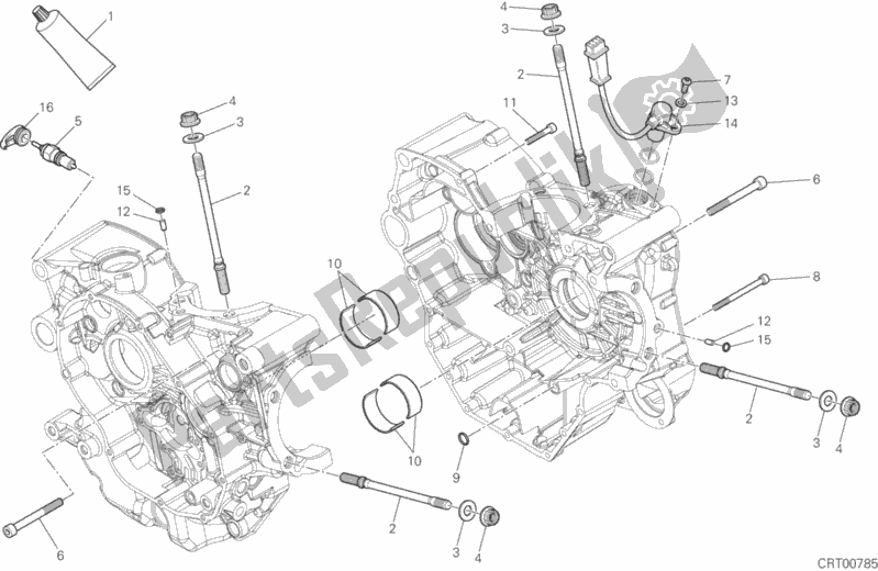 All parts for the 10a - Half-crankcases Pair of the Ducati Hypermotard 939 USA 2018